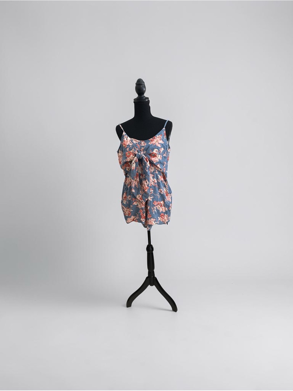 Volcom Blue Floral Front-Tie Cami